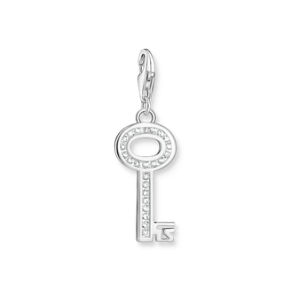 Colgante Charm llave piedras blancas
