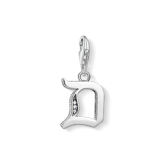 Charm pendant letter D silver