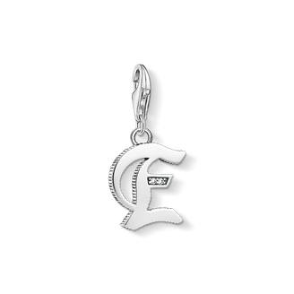 Charm pendant letter E silver