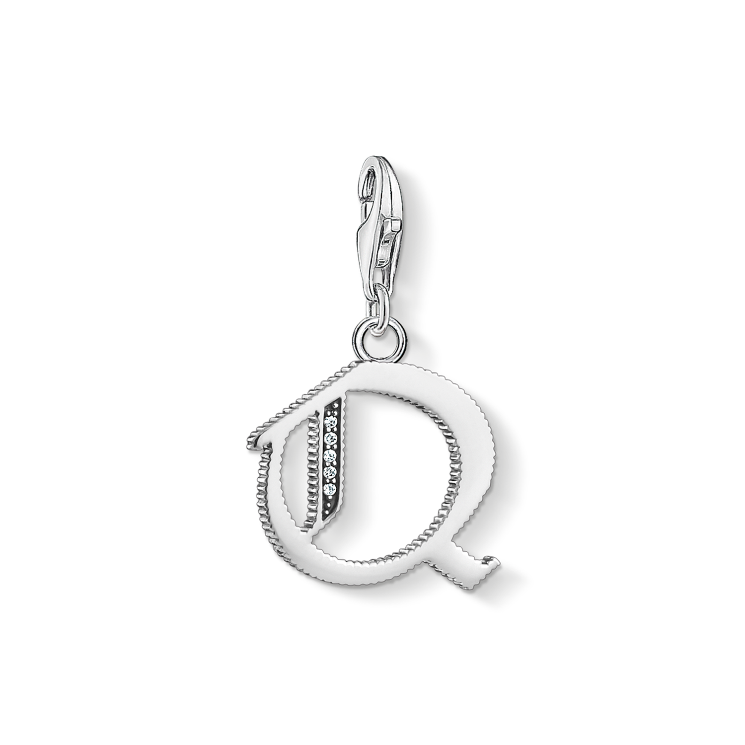 Charm pendant letter Q silver
