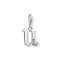 Charm pendant letter U silver