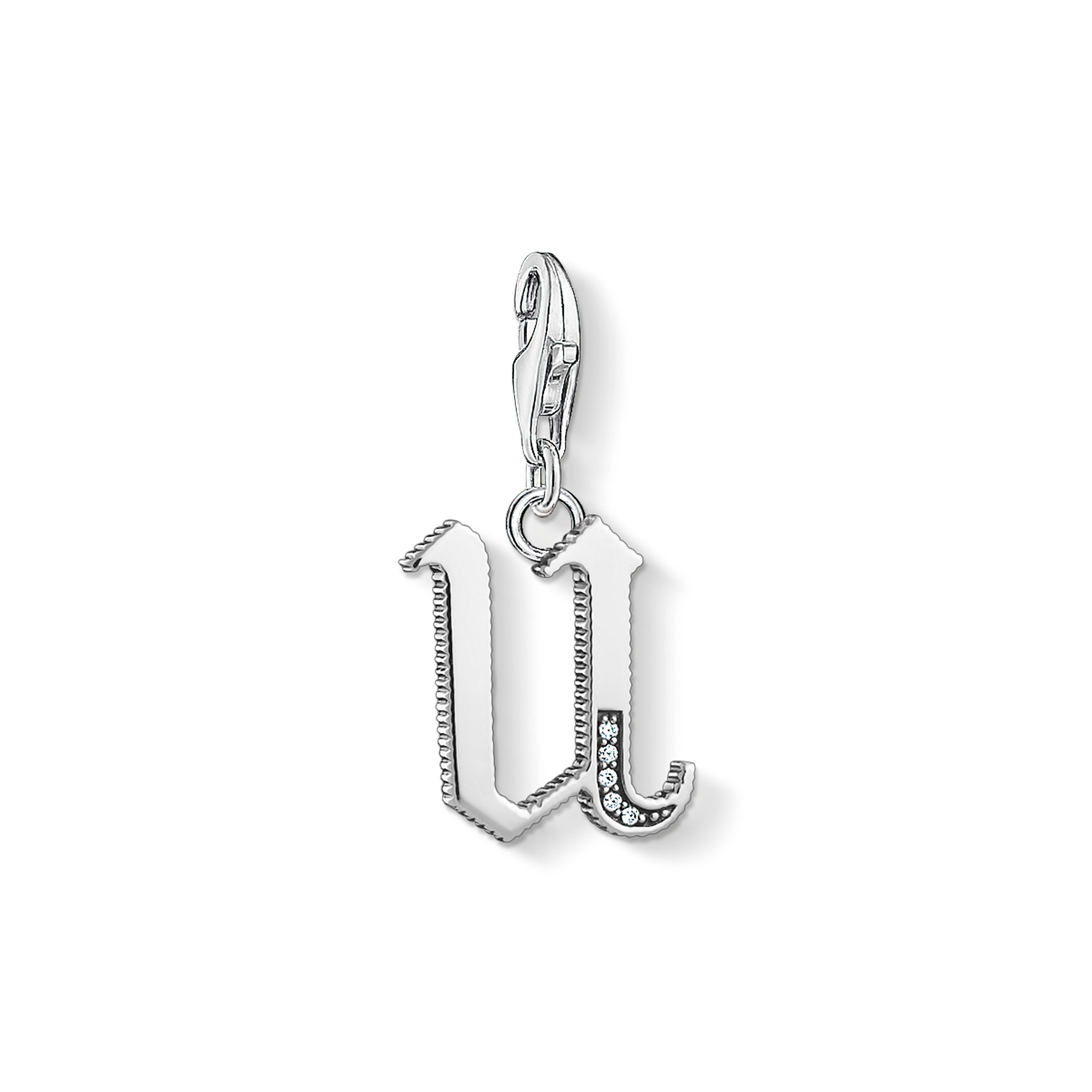 Charm pendant letter U silver