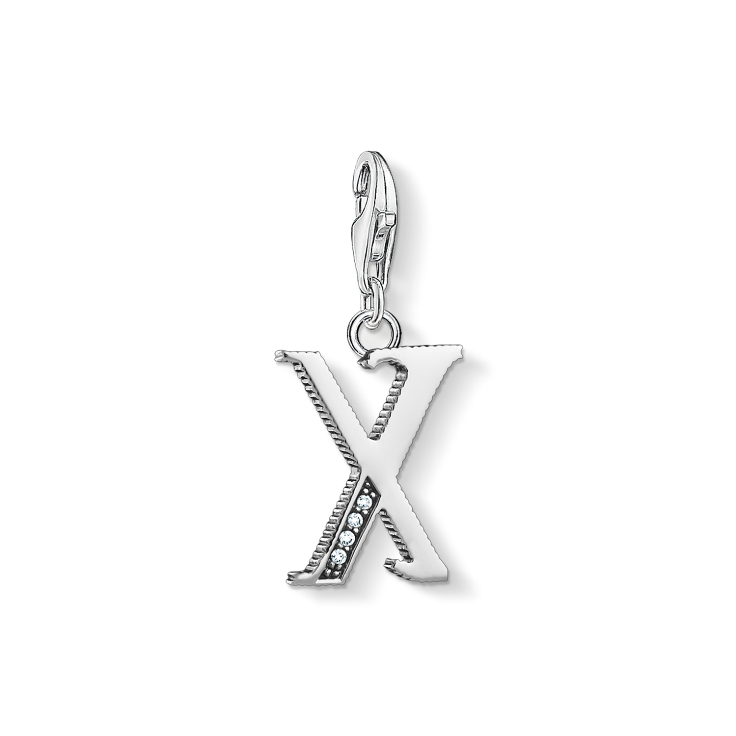 Charm pendant letter X silver