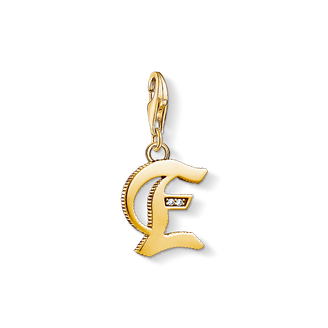 Charm pendant letter E gold