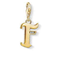 Charm pendant letter F gold