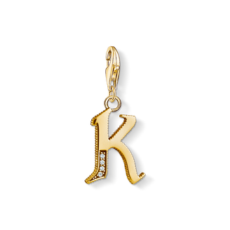 Charm pendant letter K gold