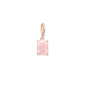 colgante Charmplata de ley 925, baño de oro rosado/ cuarzo rosarosaWomen