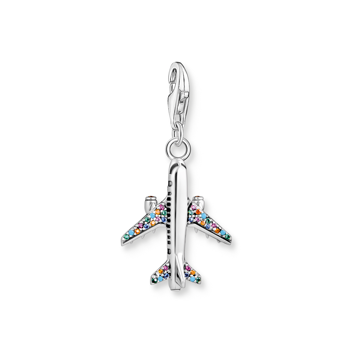 Colgante Charm avi�n925 Sterling silver, blackened/ glass-ceramic stone/ synthetic corundum/ zirconiamulticoloured
