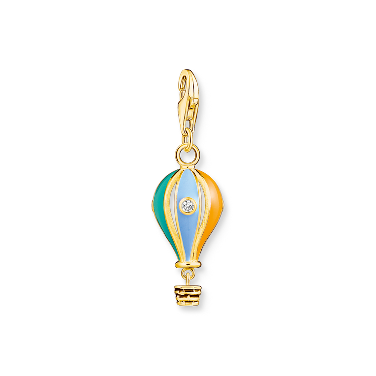 Colgante Charm globo aerost�tico925 Sterling silver, gold plated yellow gold/ cold enamel/ zirconiamulticoloured