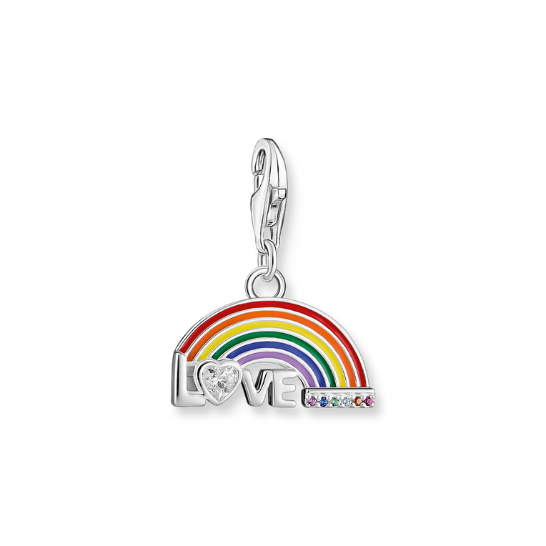 Colgante Charm arco�ris925 Sterling silver, blackened/ glass-ceramic stone/ cold enamel/ synthetic corundum/ synthetic spinel/ zirconiamulticoloured
