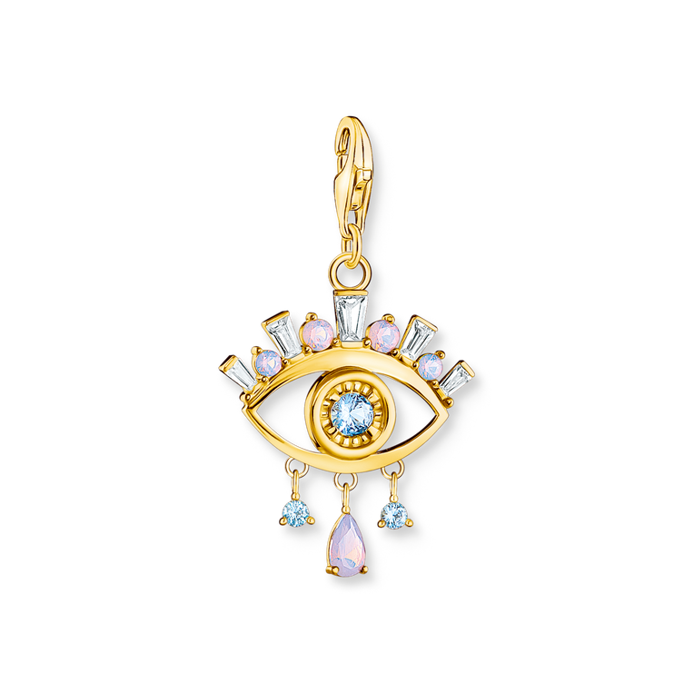 Colgante Charm ojo925 Sterling silver, gold plated yellow gold/ glass-ceramic stone/ zirconiamulticoloured
