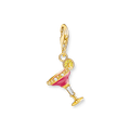 Colgante Charm c�ctel rojo925 Sterling silver, gold plated yellow gold/ cold enamel/ zirconiapink