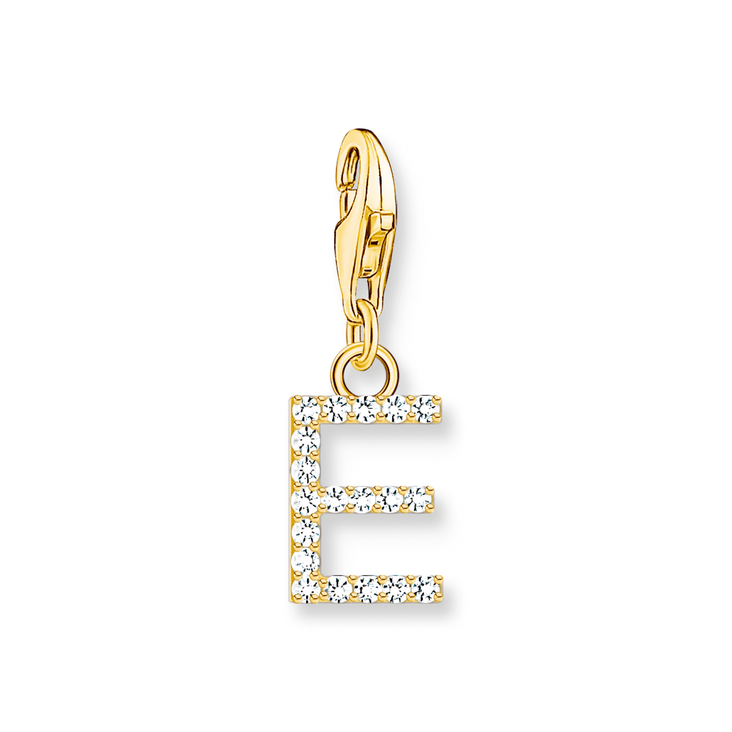 Colgante Charm letra E chapado en oro