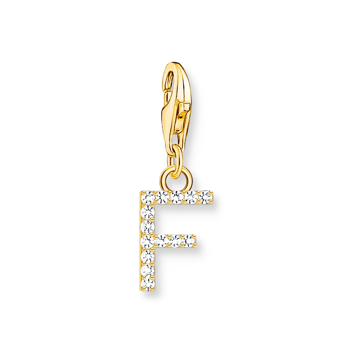 Colgante Charm letra F chapado en oro