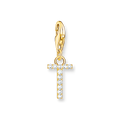Colgante Charm letra T chapado en oro