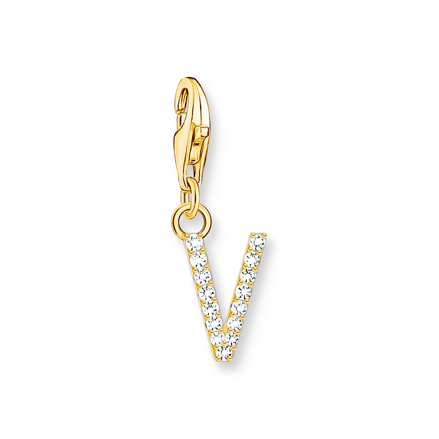 Colgante Charm letra V chapado en oro