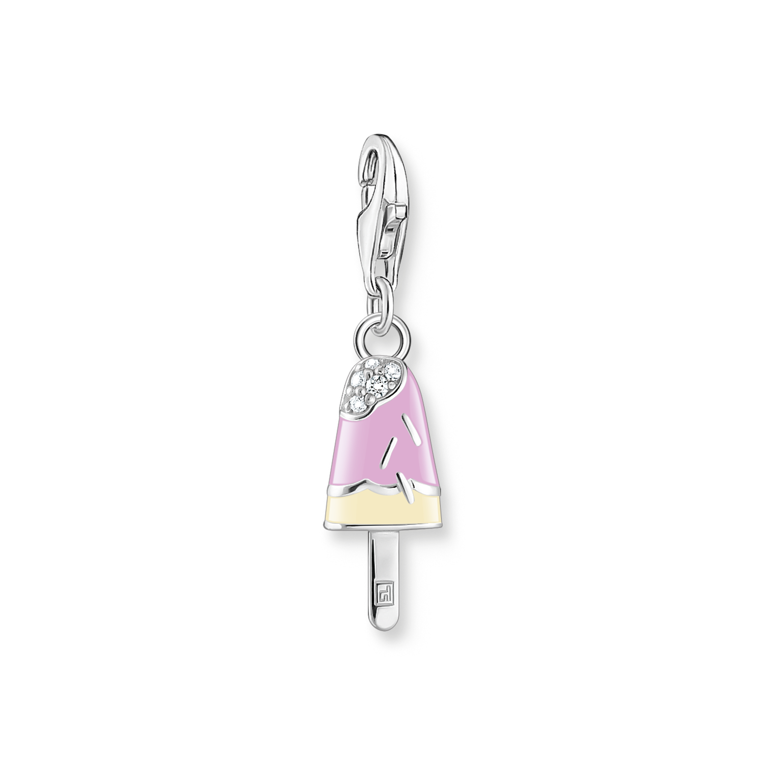Colgante Charm hielo con piedras blancas plata