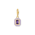 Colgante Charm octagonal de  con piedra morada, esmalte en frío y baño