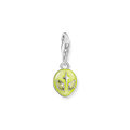 Charm pendant alien with yellow cold enamel and green zirconia silver