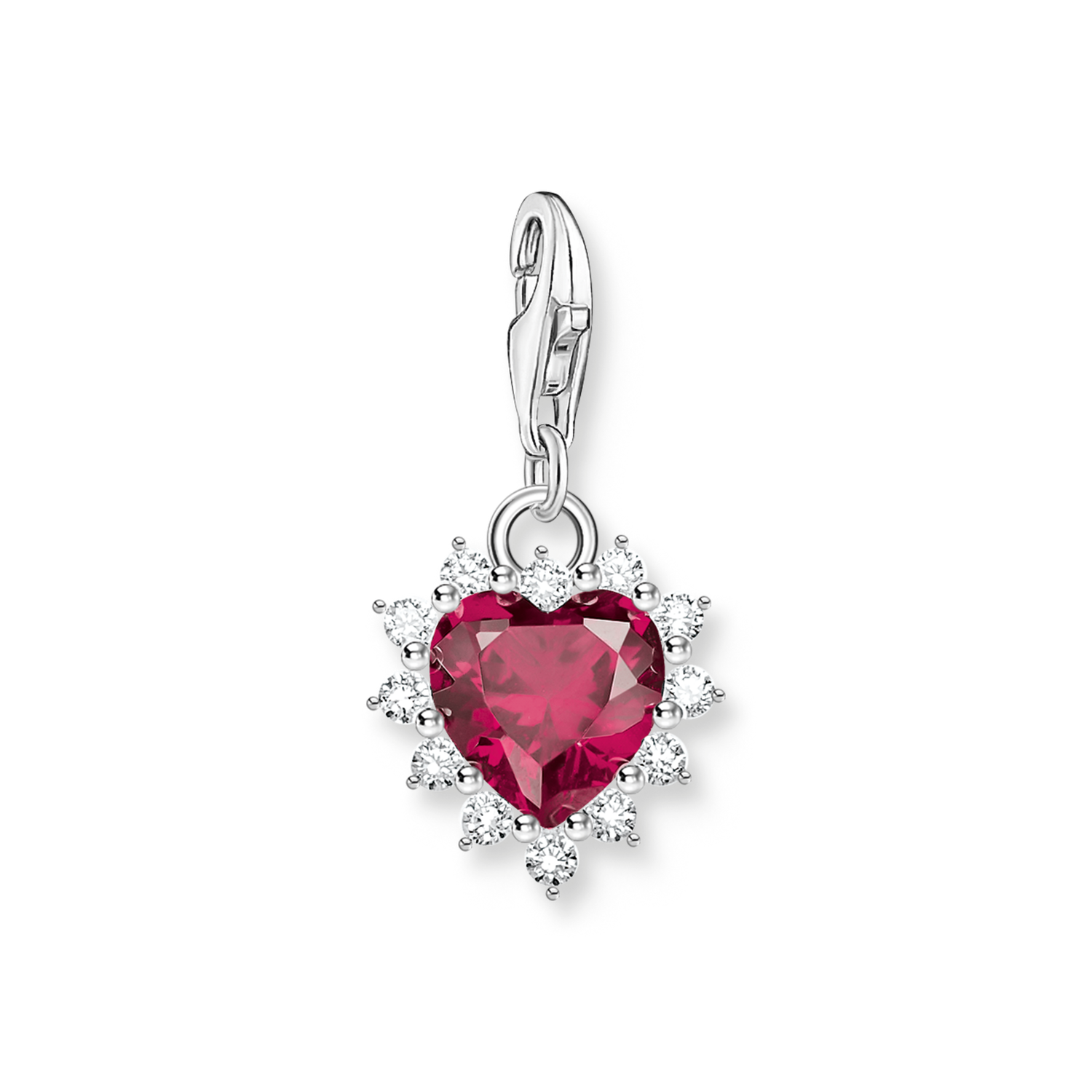 charm corazón con piedra roja