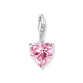charm corazón con piedra rosa