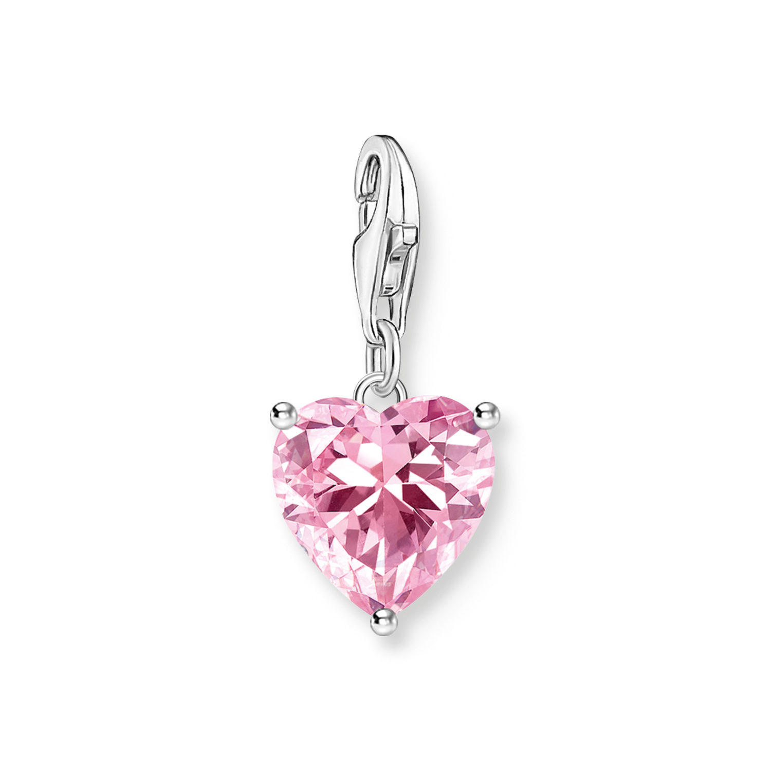 charm corazón con piedra rosa