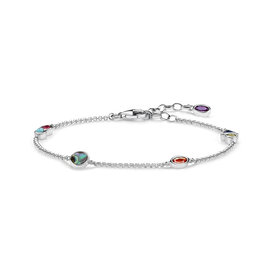 PULSERA PLATA DE LEY 925,DEL NACAR DE ABULON,GEMA VITROCERAMICA,TURQUESA IMITACION,CORINDON SINTETICO,ESPINELA SINTETICA CIRCONITA MULTICOLOR 16-19CM