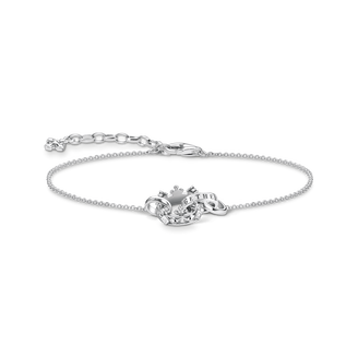 bracelet925 Sterling silver, blackened/ zirconiawhite