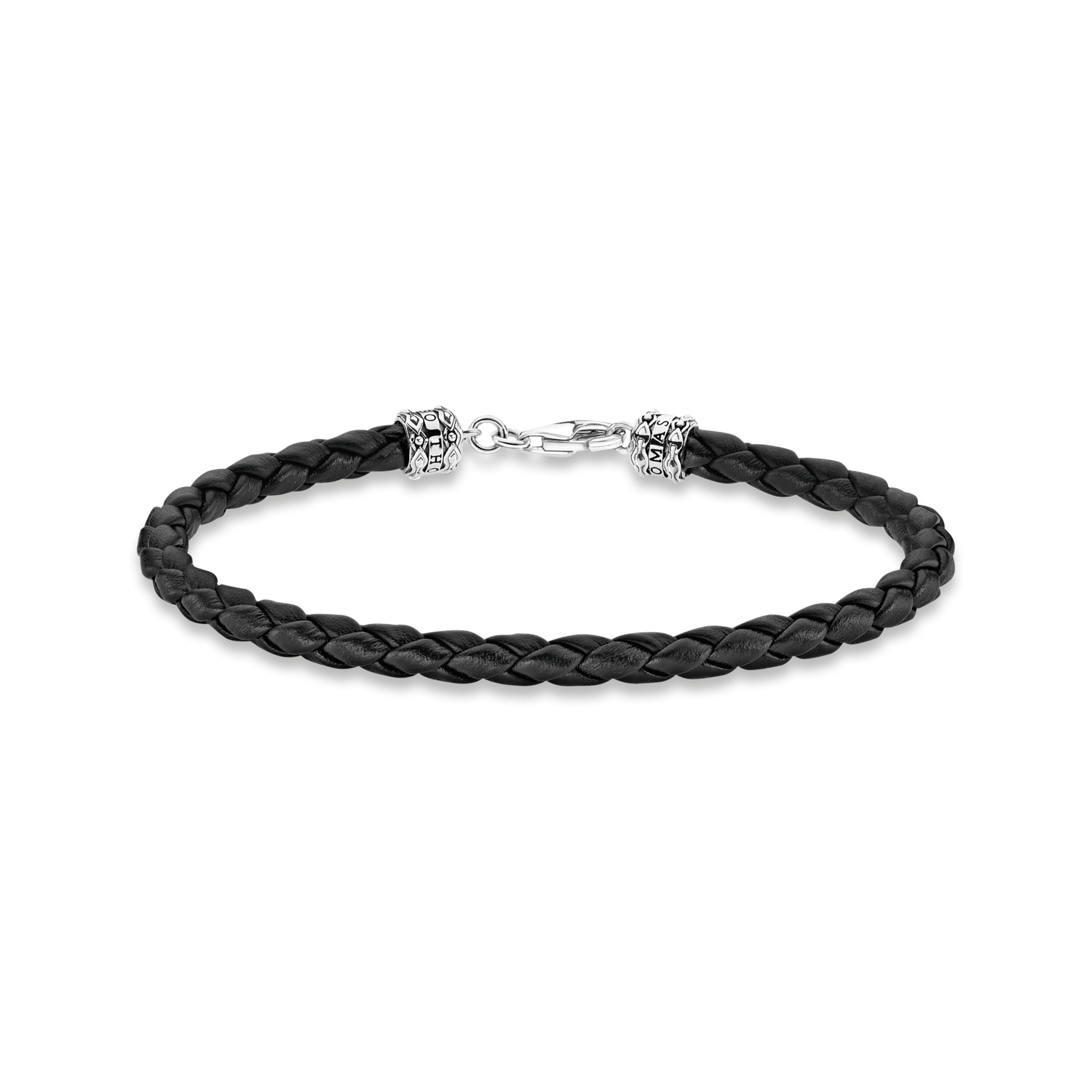 pulseraplata de ley 925, ennegrecida/ cueronegroUnisex