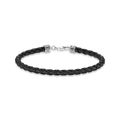 pulseraplata de ley 925, ennegrecida/ cueronegroUnisex