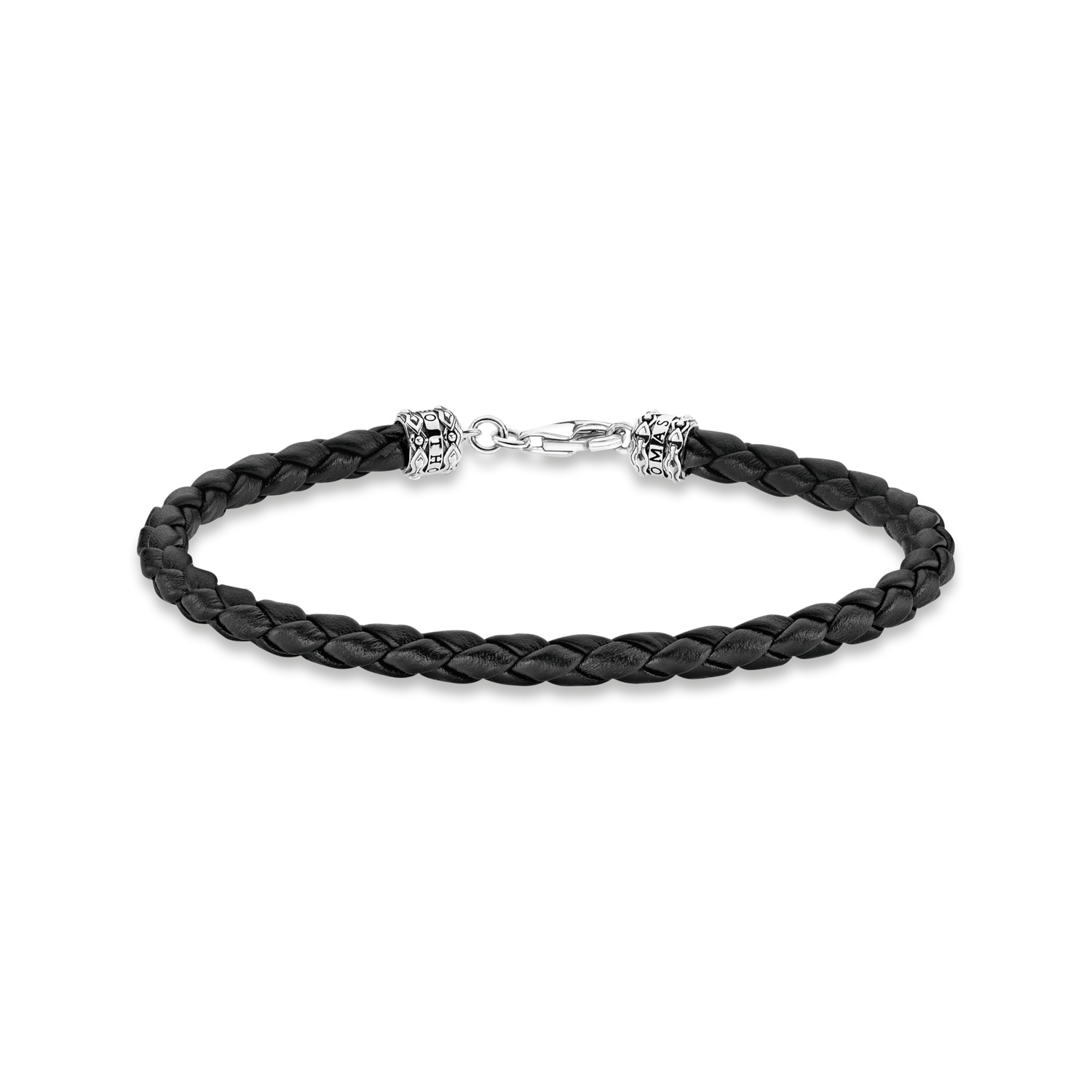 pulseraplata de ley 925, ennegrecida/ cueronegroUnisex