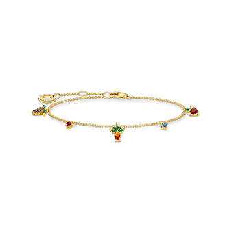 pulseraplata de ley 925, baño de oro amarillo/ gema vitrocerámica/ corindón sintético/ circonitamulticolorWomen