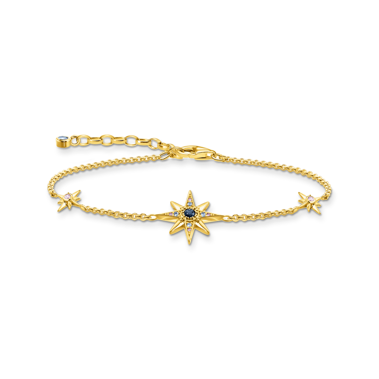 bracelet925 Sterling silver, gold plated yellow gold/ glass-ceramic stone/ synthetic spinel/ zirconiamulticoloured