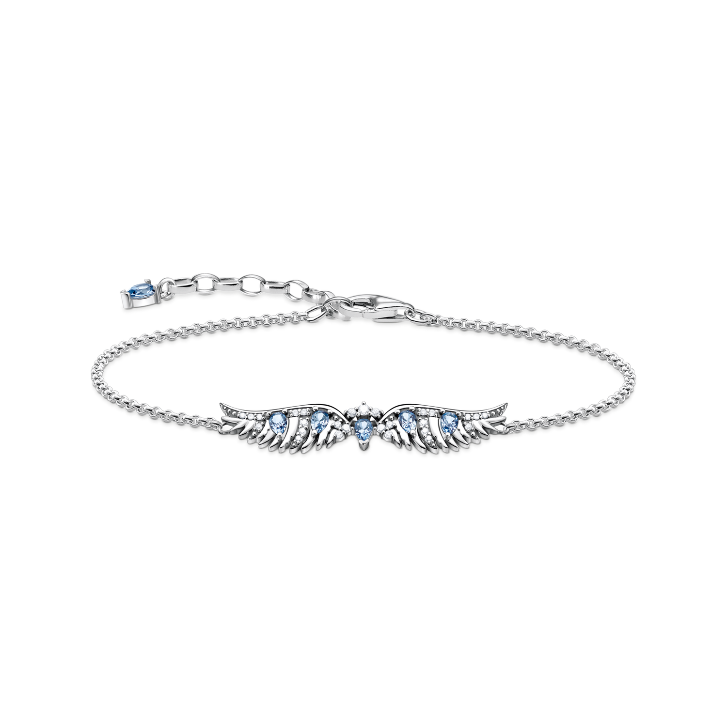 Pulsera alas de fénix con piedras azules plata