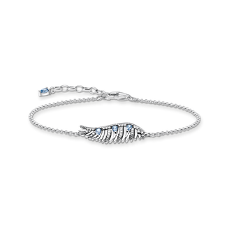 Pulsera alas de fénix con piedras azules plata