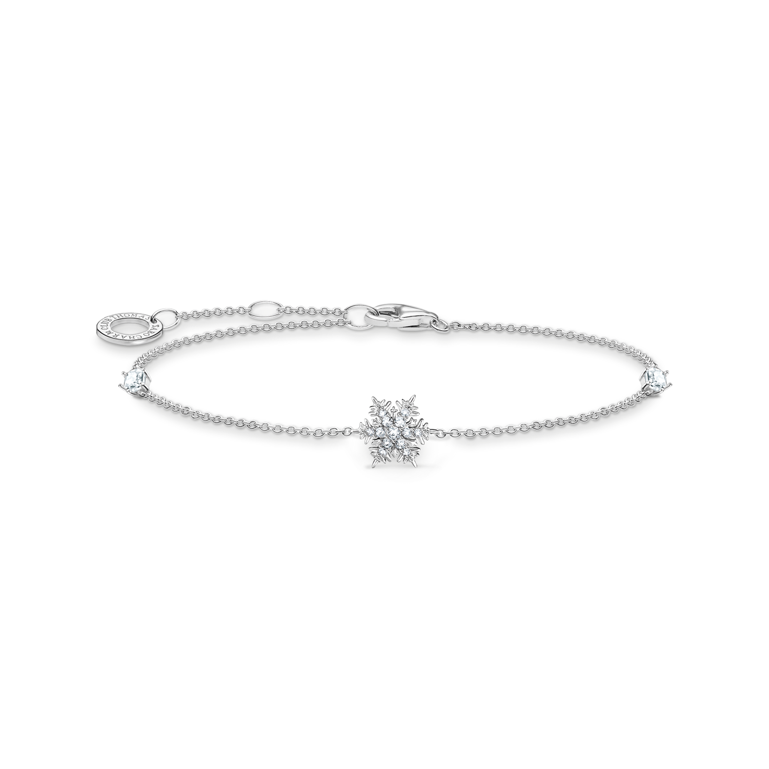 Pulsera copo de nieve con piedras blancas