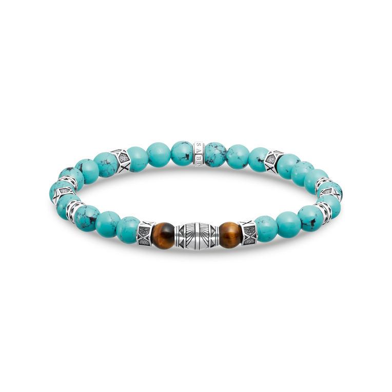 Pulsera Elementos turquesa y ojo de tigre925 Sterling silver, blackened/ simulated turquoise/ tiger�s eyemulticoloured