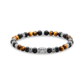Pulsera Elementos ojo de tigre925 Sterling silver, blackened/ agatemulticoloured