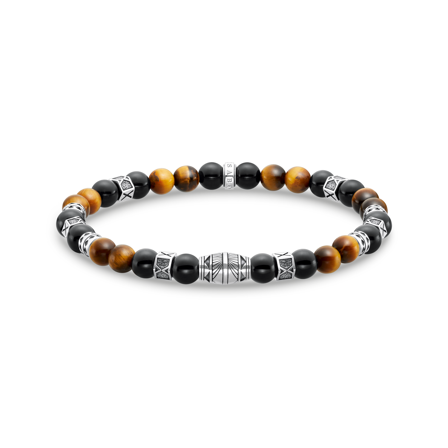 Pulsera Elementos ojo de tigre925 Sterling silver, blackened/ agatemulticoloured