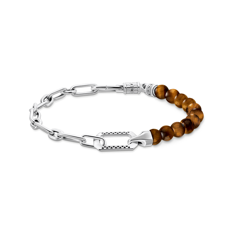 Pulsera con cuentas marrones ennegrecida