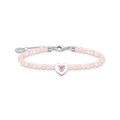 Pulsera coraz�n con rosa perlas925 Sterling silver/ rose quartz/ zirconiapink
