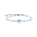Pulsera flor con azules perlas925 Sterling silver, cold enamel/ glass-ceramic stoneblue