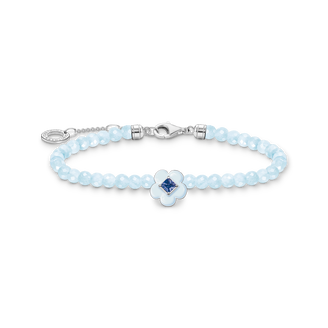 Pulsera flor con azules perlas925 Sterling silver, cold enamel/ glass-ceramic stoneblue