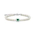 Pulsera perlas con piedra verde925 Sterling silver/ freshwater pearlgreen