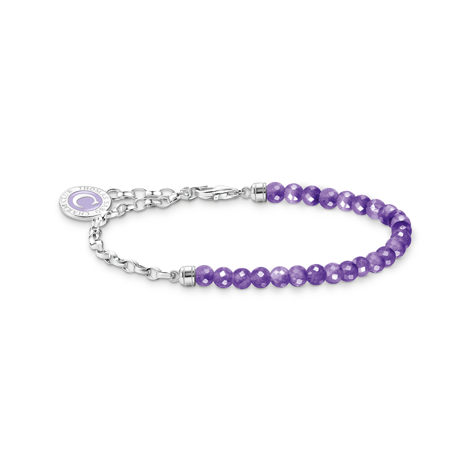Pulsera Charm con eslabones y cuentas de imitación de amatista