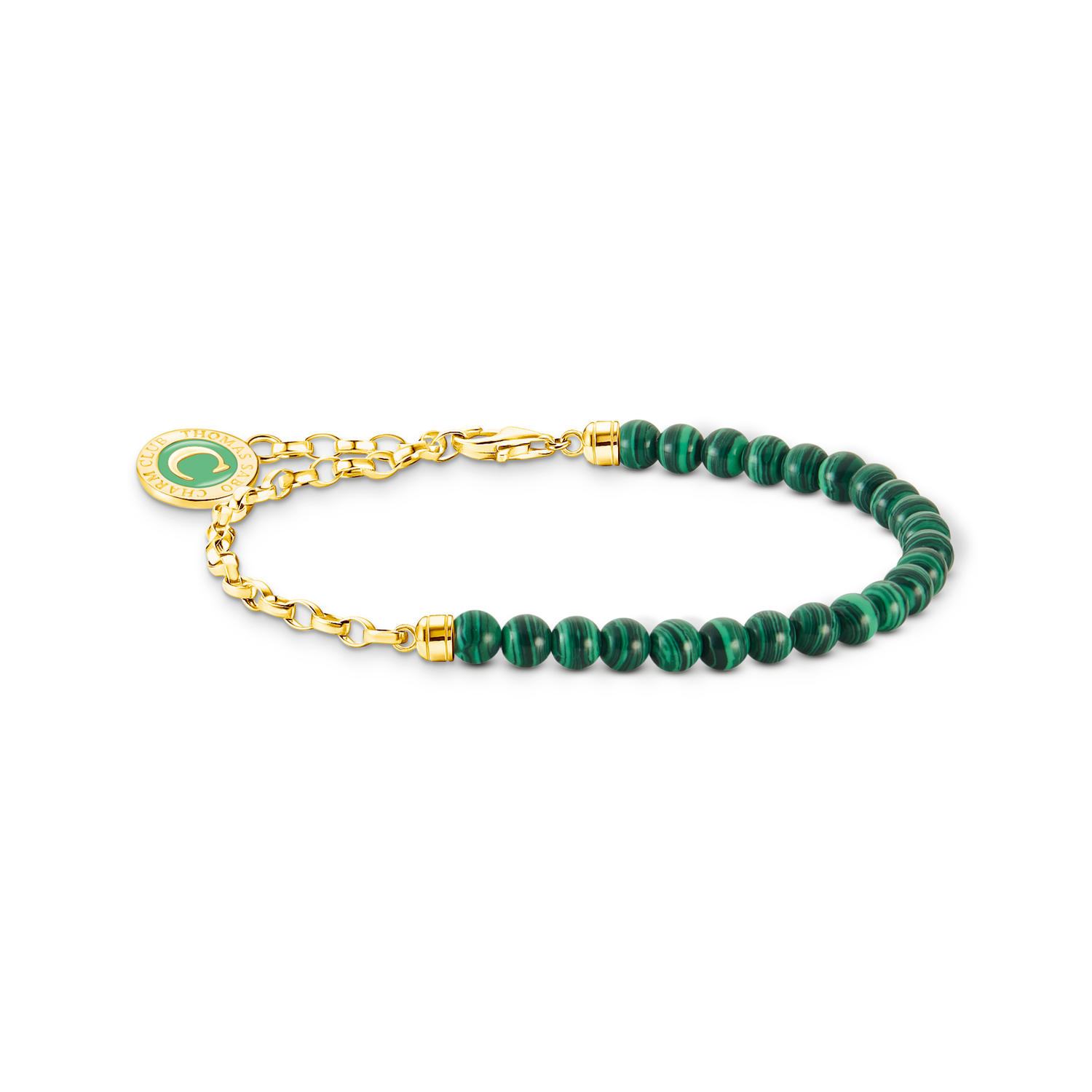 Pulsera Charm con eslabones y cuentas de imitación de malaquita