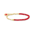Pulsera Charm con cuentas rojas y eslabones