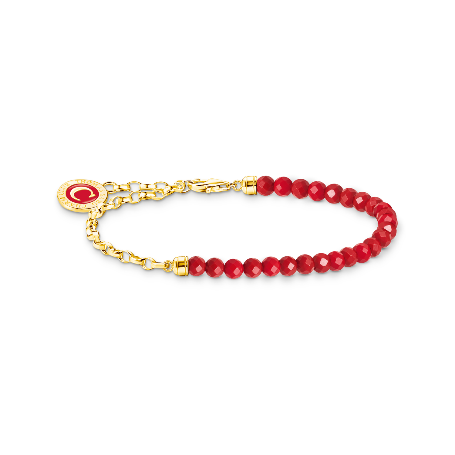 Pulsera Charm con cuentas rojas y eslabones