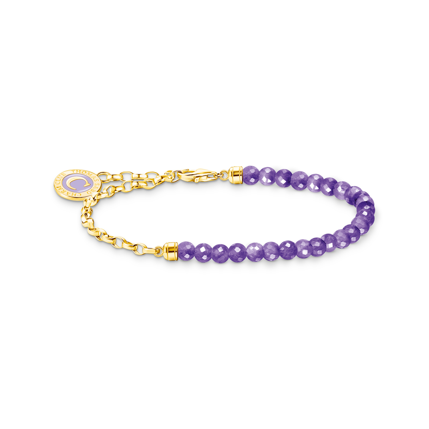 Pulsera Charm con eslabones y cuentas de imitación de amatista
