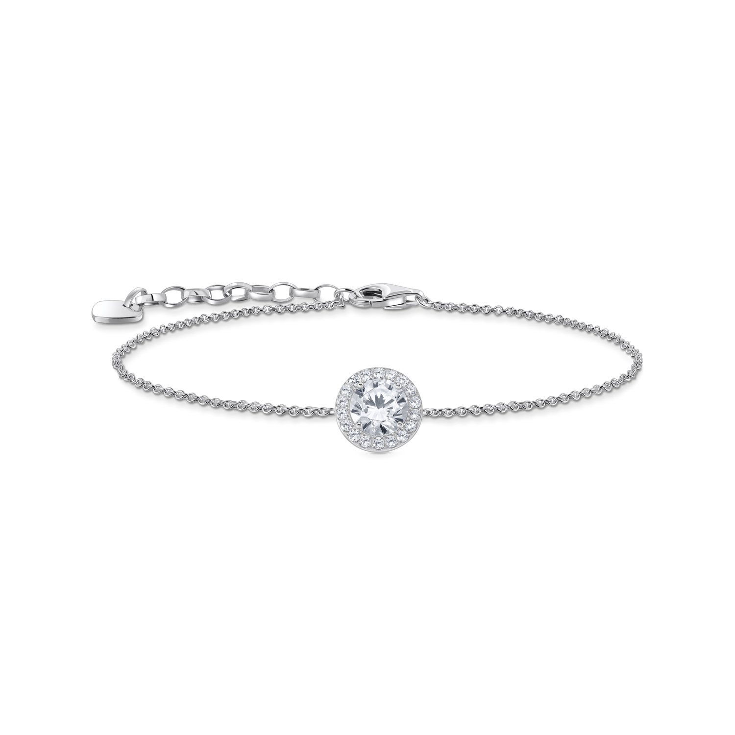 Pulsera con colgante halo y circonita blanca
